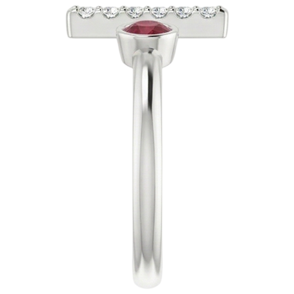 1 Carat Promise Ring Natural Earth Mined Diamond & Ruby Bezel Set White Gold