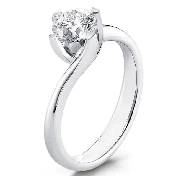 1 Carat Prong Set Solitaire  Real Diamond Wedding Ring 14K White Gold
