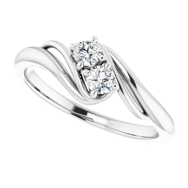 1 Carat Real Diamond Engagement Ring Bypass Shank Setting White Gold 14K