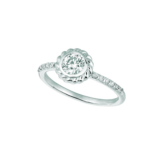 1 Carat Real Diamond Halo Round Fancy Ring 14K White Gold