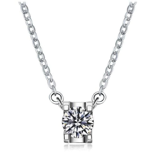 1 Carat Real Diamond Women Necklace Pendant White Gold 14K