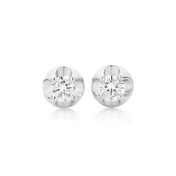 1 Carat Real Diamond Women Stud Earrings 14K White Gold