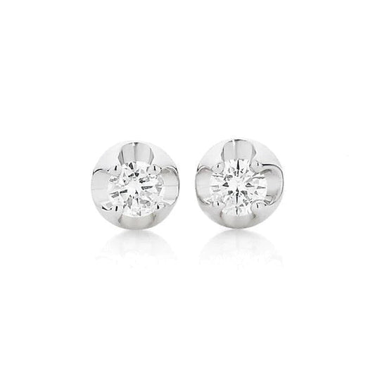 1 Carat Real Diamond Women Stud Earrings 14K White Gold