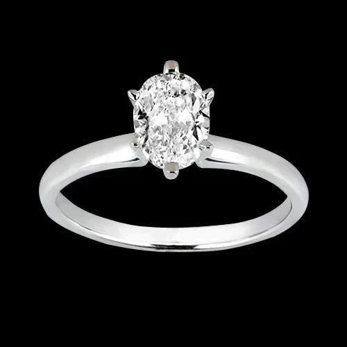 1 Carat Real Oval Diamond Solitaire Ring