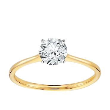 1 Carat Real Round Cut Solitaire Diamond Promise Ring Two Tone Gold 14K