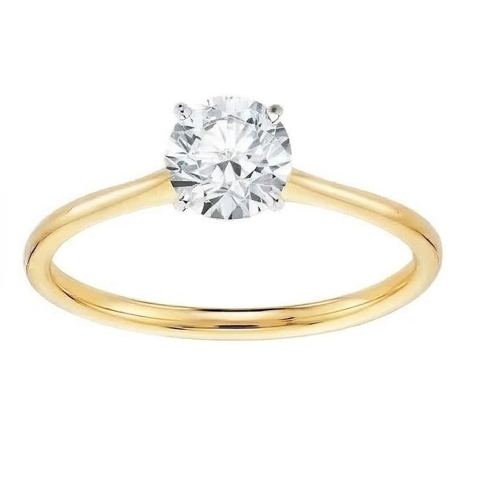 1 Carat Real Round Cut Solitaire Natural Earth Mined Diamond Promise Ring Two Tone Gold 14K
