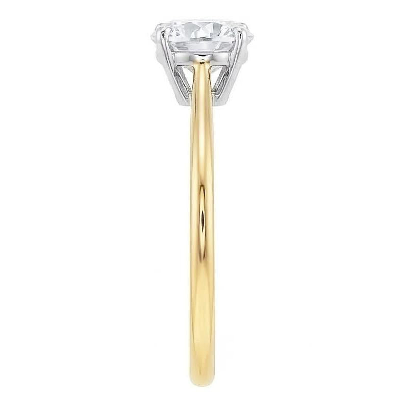 1 Carat Real Round Cut Solitaire Natural Earth Mined Diamond Promise Ring Two Tone Gold 14K