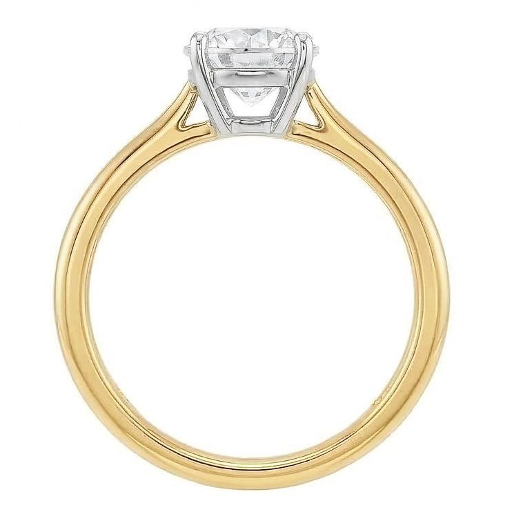 1 Carat Real Round Cut Solitaire Natural Earth Mined Diamond Promise Ring Two Tone Gold 14K
