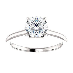 1 Carat Real  Round Diamond Solitaire Engagement Ring 14K White Gold