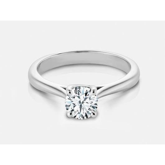 1 Carat Round Natural Earth Mined Diamond Solitaire Wedding Ring 14K White Gold