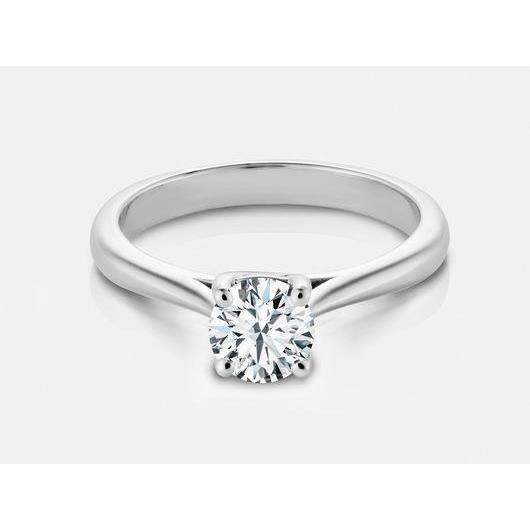 1 Carat Real Round Diamond Solitaire Wedding Ring 14K White Gold