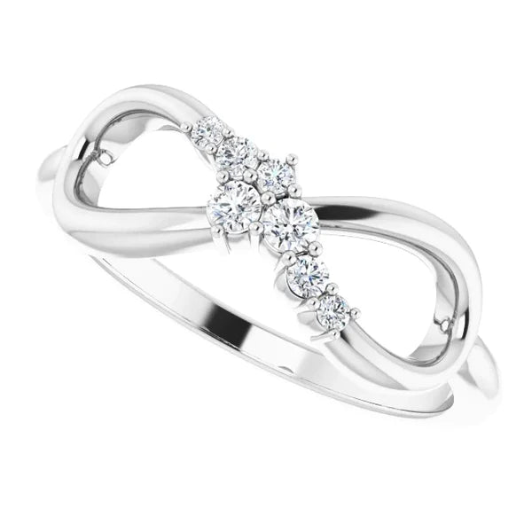 1 Carat Ring Real Diamond Engagement Infinity Style White Gold 14K