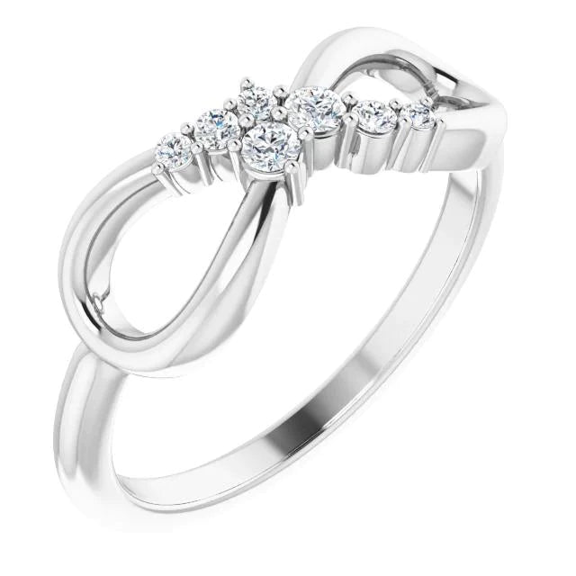 1 Carat Ring Real Diamond Engagement Infinity Style White Gold 14K