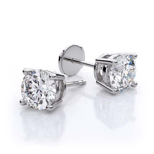 1 Carat Round 4 Prong Set Diamond Genuine Stud Earring 14K White Gold