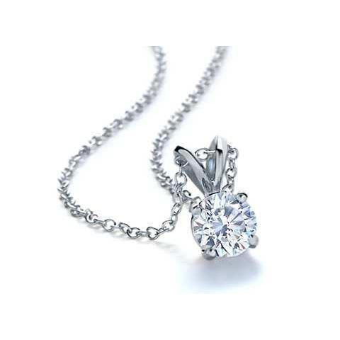 1 Carat Round Cut Real Diamond Ladies Necklace Pendant White Gold 14K