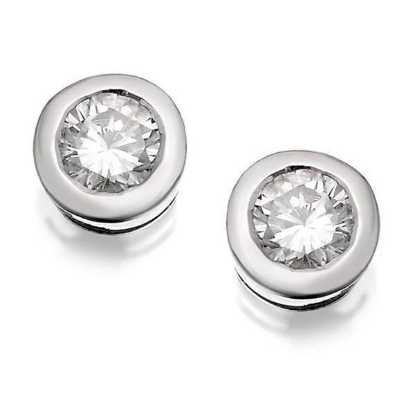 1 Carat Round Cut Real Natural Earth Mined Diamond Stud Earring White Gold 14K