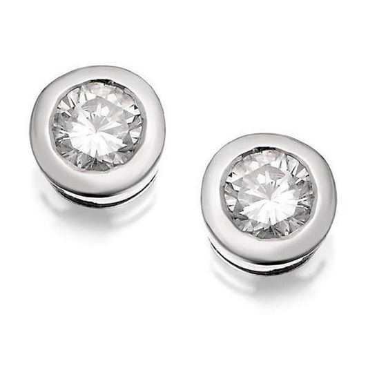 1 Carat Round Cut Real Diamond Stud Earring White Gold 14K