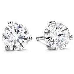 1 Carat Round Cut Solitaire Natural Diamond Stud Earring 14K White Gold New