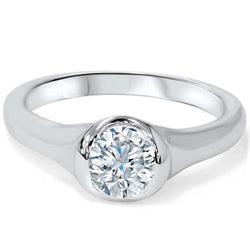 1 Carat Round Cut Solitaire Natural Diamond Wedding Ring 14K White Gold