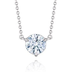 1 Carat Round Cut Solitaire Real Diamond Necklace Pendant White Gold 14K