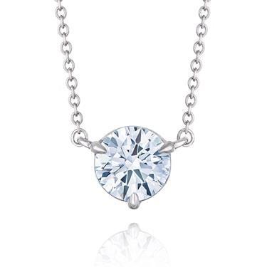 1 Carat Round Cut Solitaire Real Diamond Necklace Pendant White Gold 14K