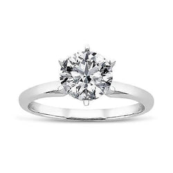1 Carat Round Cut Solitaire Real Diamond Ring White Gold 14K Jewelry