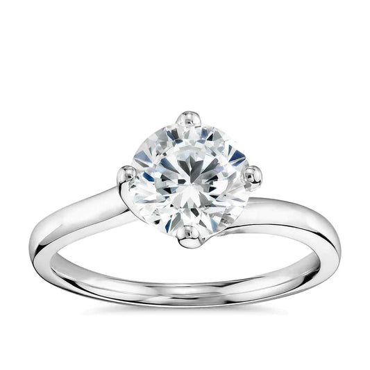 1 Carat Round Cut Solitaire Real Diamond Wedding Lady Ring 4 Prongs