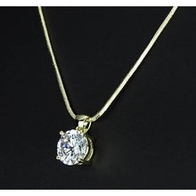 1 Carat Round Diamond Pendant Natural Four Prong Setting Yellow Gold Jewelry