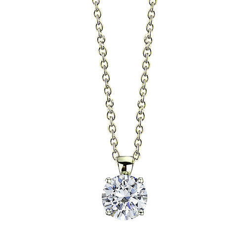 1 Carat Round Diamond Pendant Natural Four Prong Setting Yellow Gold Jewelry