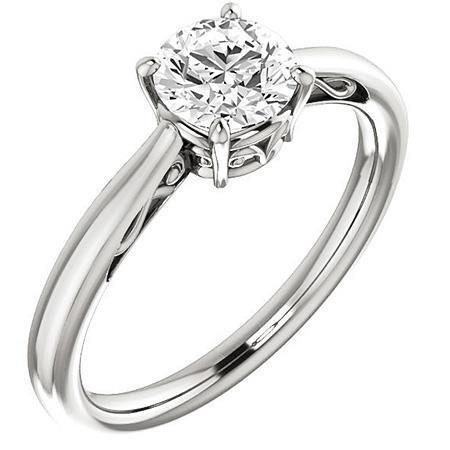 1 Carat Round Filigree Style Genuine Diamond Solitaire Engagement Ring