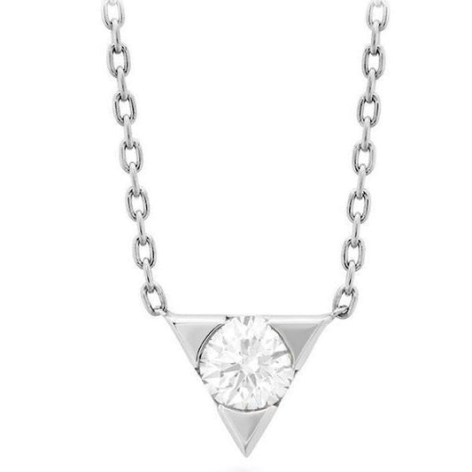1 Carat Round Genuine Cut Diamond Triangle Shape Pendant Necklace