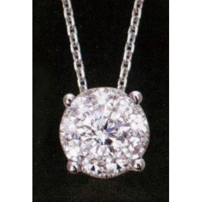 1 Carat Round Genuine Diamond Pendant Necklace With Chain