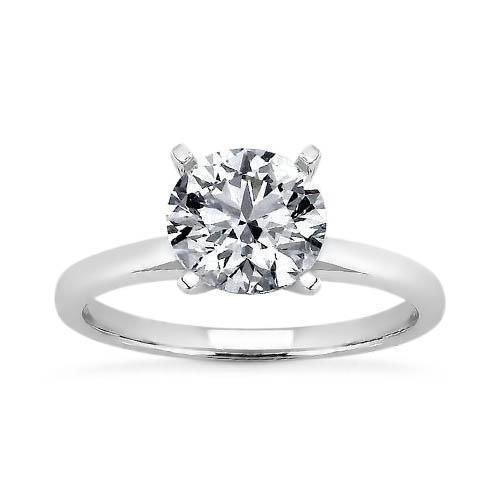 1 Carat Round Genuine Diamond Solitaire Ring White Gold 14K