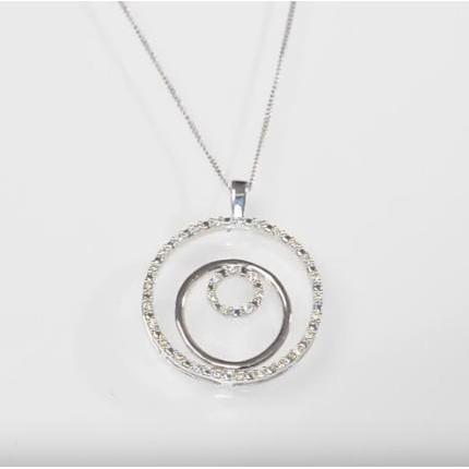 1 Carat Round Genuine Diamonds Circle Pendant 14K White Gold