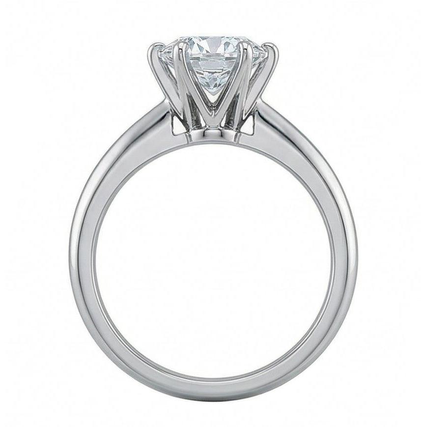 1 Carat Round Natural Earth Mined Diamond Solitaire Engagement Ring 14K White Gold