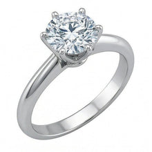 1 Carat Round Natural Earth Mined Diamond Solitaire Engagement Ring 14K White Gold