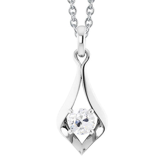 1 Carat Round Old Miner Genuine Diamond Pendant With Chain Slide Jewelry