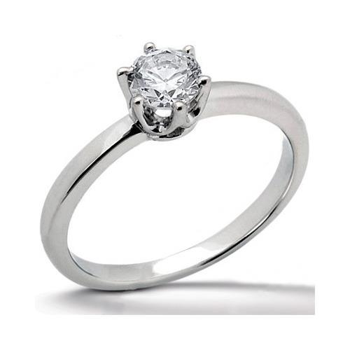 1 Carat Round Real Diamond Engagement Ring White Gold 14K