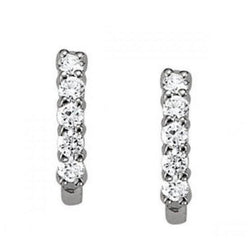 1 Carat Round Real Diamond J-Hoop Earrings 14K White Gold
