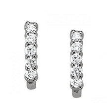 1 Carat Round Real Natural Earth Mined Diamond J-Hoop Earrings 14K White Gold