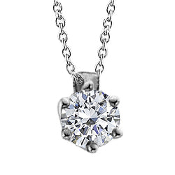 1 Carat Round Real Diamond Necklace Pendant White Gold 14K
