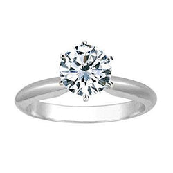 1 Carat Round Real Diamond Solitaire Engagement Ring 14K White Gold