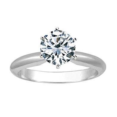 1 Carat Round Real Diamond Solitaire Engagement Ring 14K White Gold