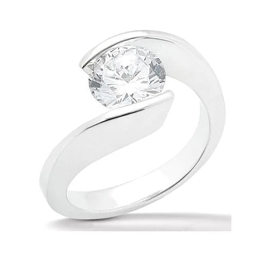 1 Carat Round Real Diamond Solitaire Ring White Gold 14K Jewelry