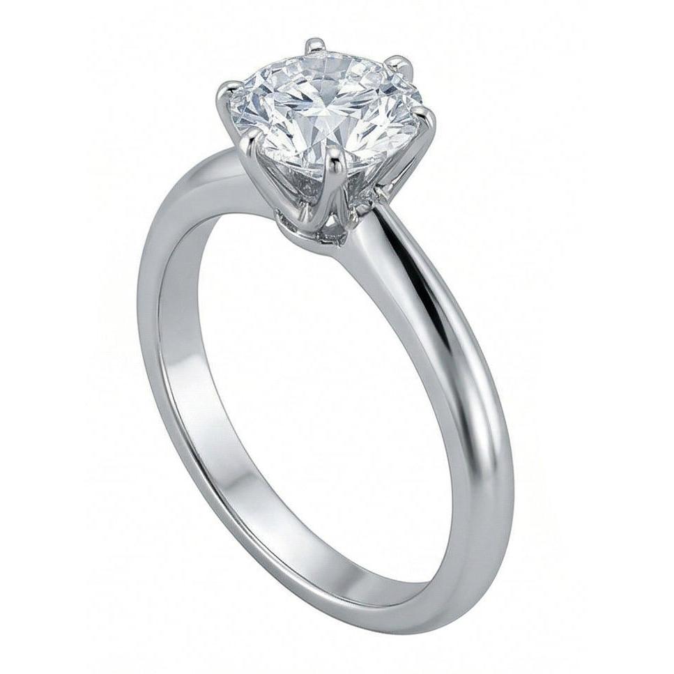 1 Carat Round Real Natural Earth Mined Diamond Solitaire Engagement Ring 14K White Gold