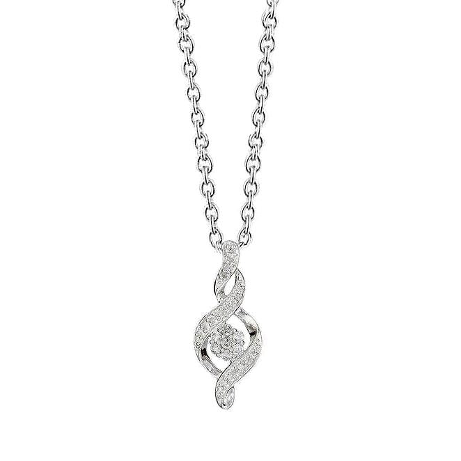 1 Carat Round Real White Diamond G-clef Necklace Pendant White Gold 14K