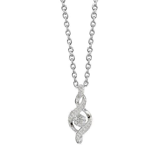 1 Carat Round Real White Diamond G-clef Necklace Pendant White Gold 14K