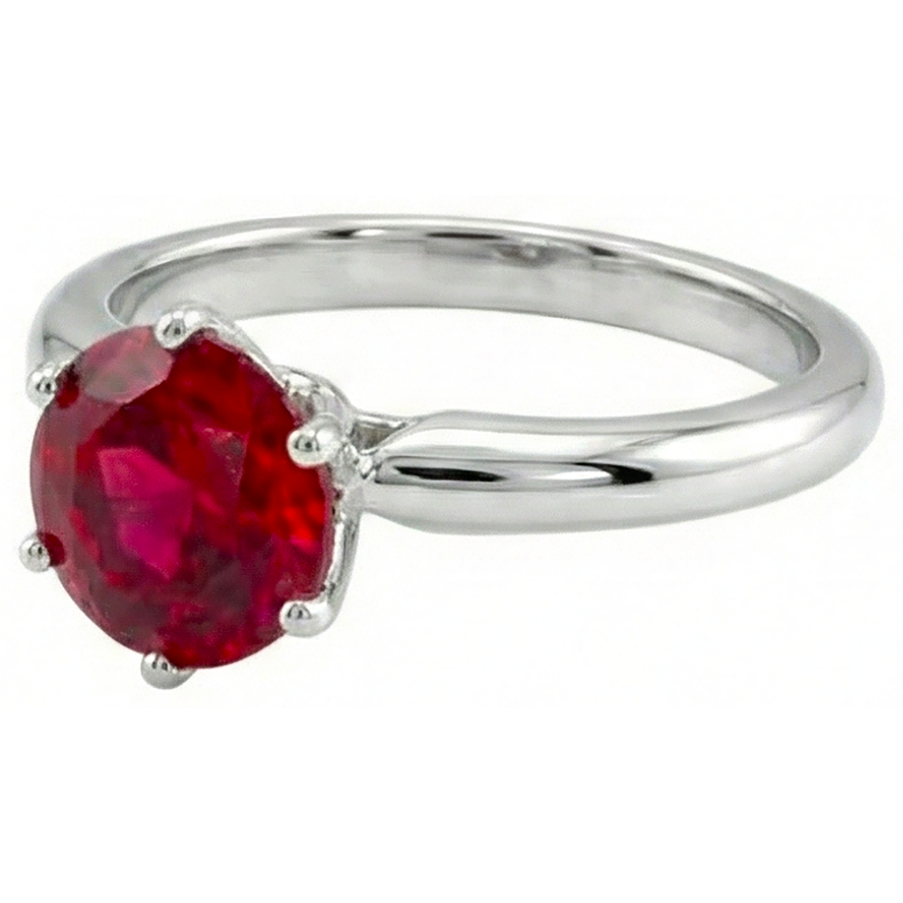 1 Carat Round Red Ruby Engagement Ring Solitaire Gemstone