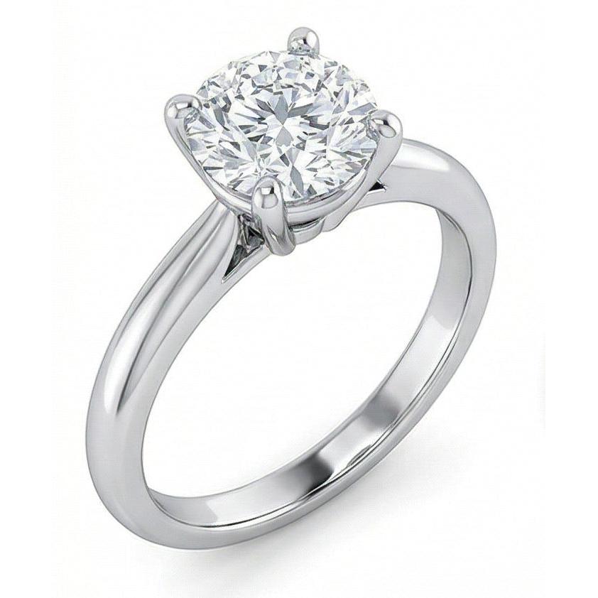 1 Carat Round Solitaire Natural Earth Mined Diamond Engagement Ring 14K White Gold