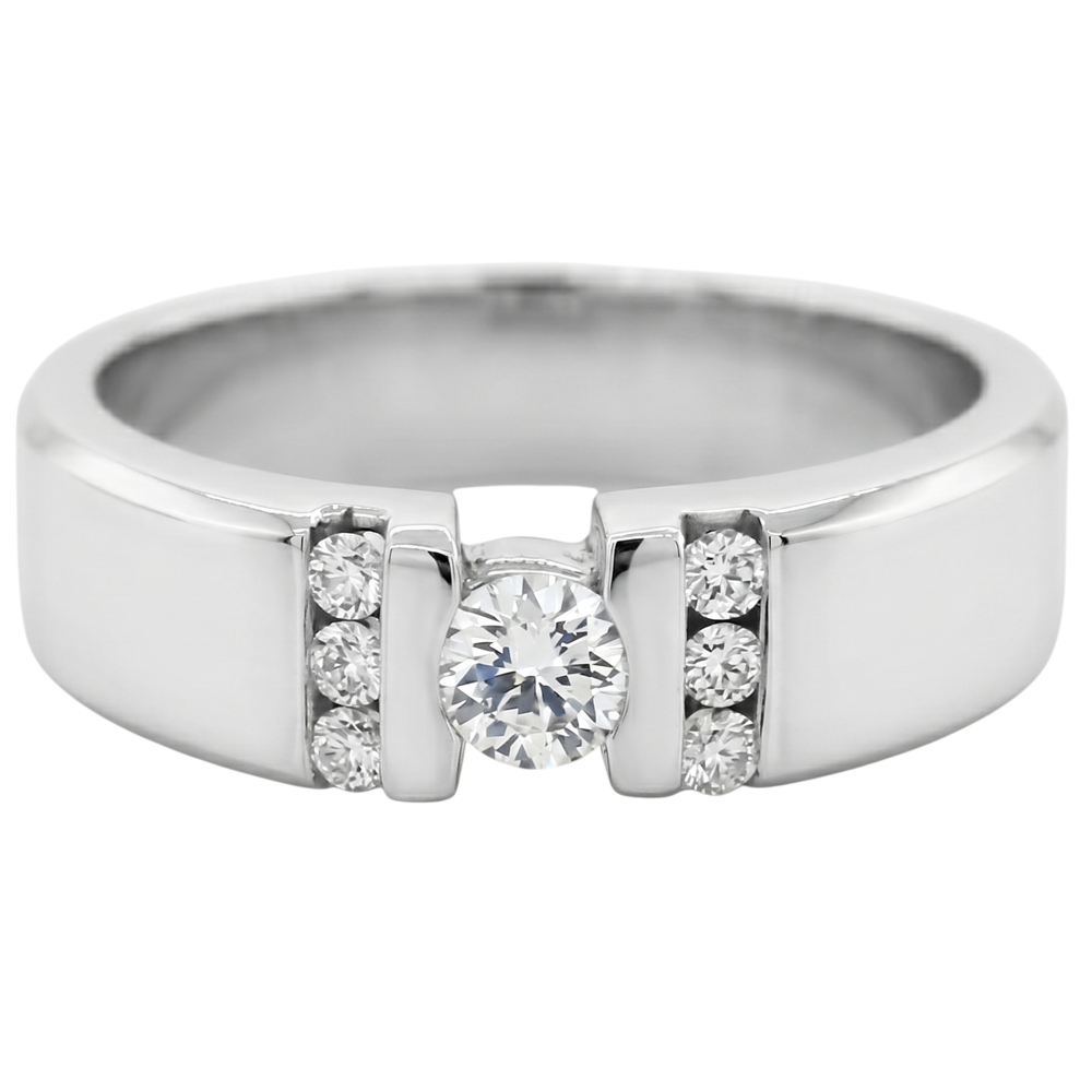 1 Carat Simple Ring Round Natural Earth Mined Diamond White Gold 14K Vs1 F